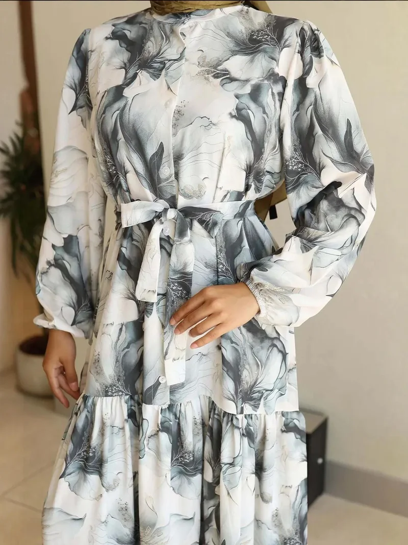 BIG DART BDART Buttoned Crew Neck Maxi Dress with Waistband