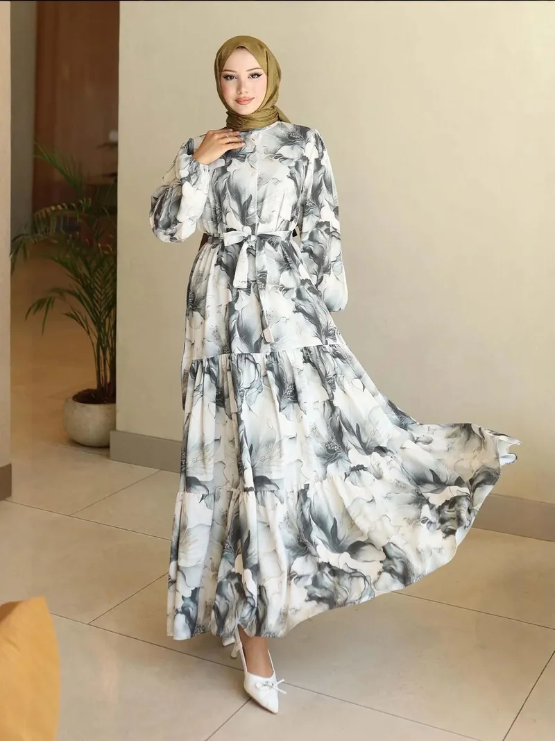 BIG DART BDART Buttoned Crew Neck Maxi Dress with Waistband