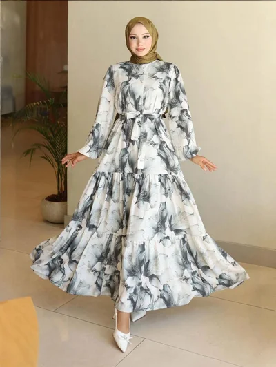 BIG DART BDART Buttoned Crew Neck Maxi Dress with Waistband