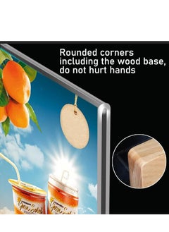 Y&D A4 Acrylic Sign Holder Wood, 3 Pack Display Stands Double Sided Menu for Tables, Counter Poster Stand Restaurant Store Company L Shape  - Image 4