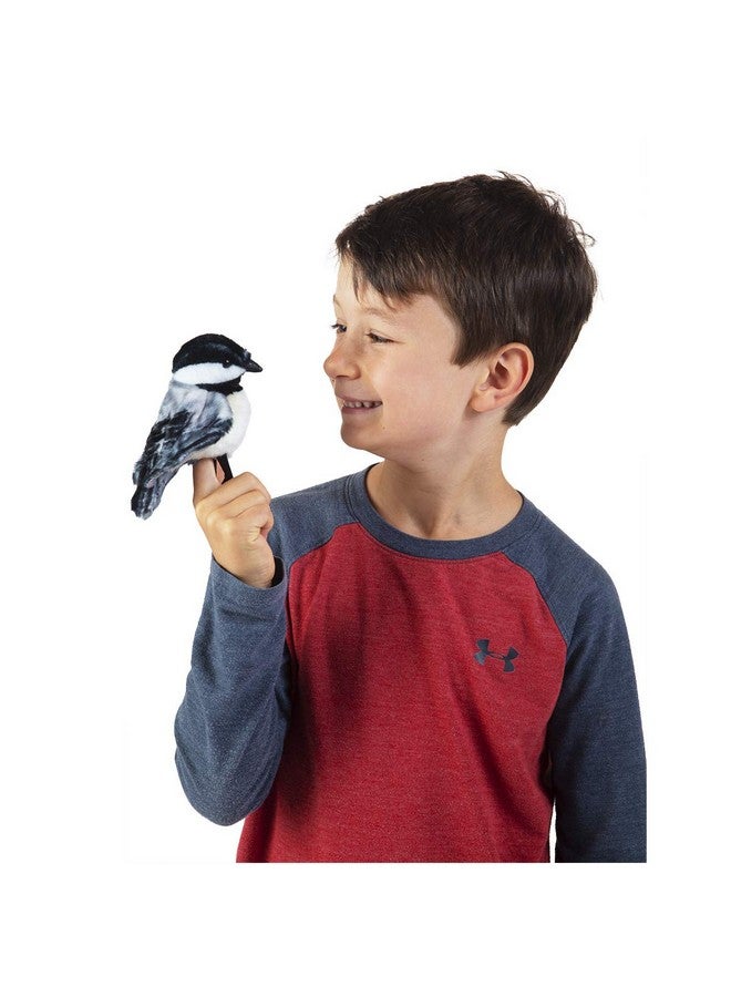 Folkmanis Mini Chickadee Finger Puppet White; Black;Gray  - Image 3