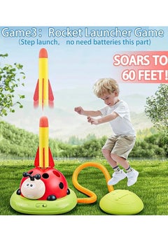 M MIAOYAN 3 in 1 Music Jumping, Ring Throwing Game Toy and Rocket Launcher for Kids Outdoor Toys with Remote Control, Ladybug Exercise Machine Children's Sensory Training Toys, Indoor and Outdoor Toys for Children Over 4 Years Old, Best Gift for Kids  - Image 3