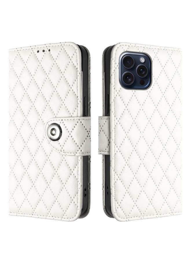 S-TOP Case For iPhone 15 Pro Rhombic Texture Flip Leather Phone Case with Lanyard - Image 2