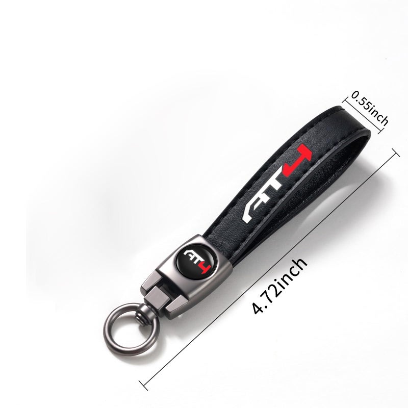 Bfiveante Leather Car Keychain Set For Gmc At4 Men And Women Family Present Keychain Key Ring Lanyard Accessories (Black) - Image 2