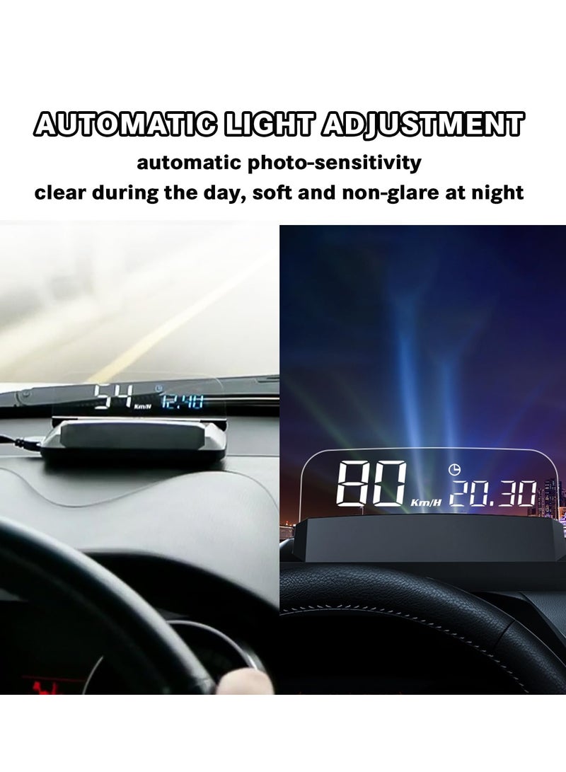 Excefore شاشة عرض أمامية للسيارة، نظام OBD2 + GPS مزدوج، عداد سرعة رقمي KMH MPH، جهاز عرض السرعة في المرآة، إنذار السرعة الزائدة، تحذير القيادة بسبب التعب - Image 5