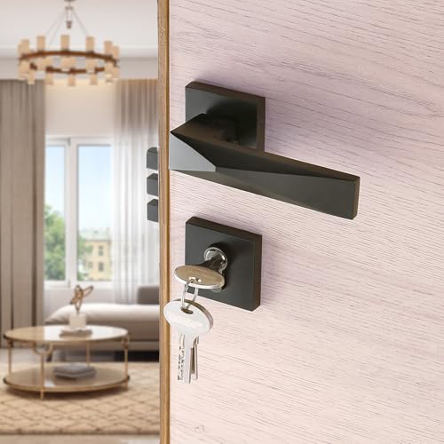 GOSAI Mortise Lock with 3 Computerized Keys – Stylish Matt Black Finish – Secure Handle Set for Home, Hotel & Bedroom Doors - Image 1