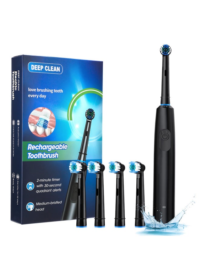Adult Electric Toothbrush 5 Modes Round Head Rotating Brush Head Teeth Cleaner Smart Soft Bristles Gum Care