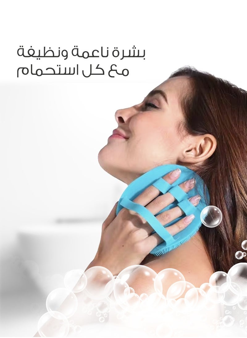 ميلا فرشاة استحمام سيليكون ناعمة لتقشير البشرة وتنظيف الجسم  – أزرق فاتح  - Image 4