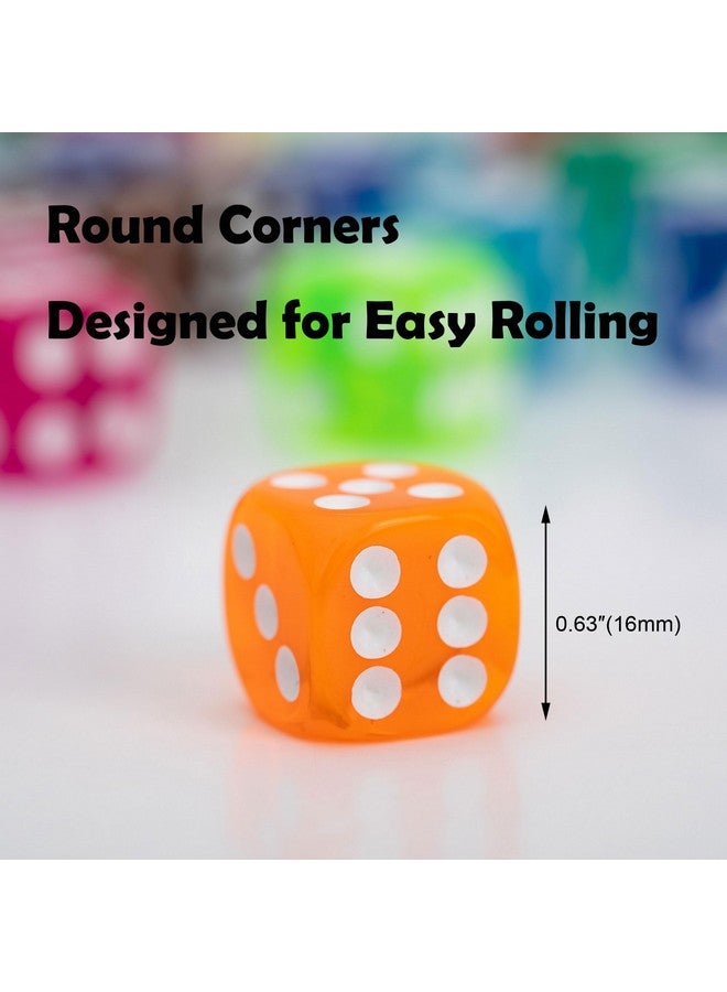 AiFanS 60 Pieces 16MM Dice Set, 6 Sided Standard Game Dices with Portable Box for Board Games,Worker Placement,Math Activities(Translucent Round Corners,10 Colors) - Image 3