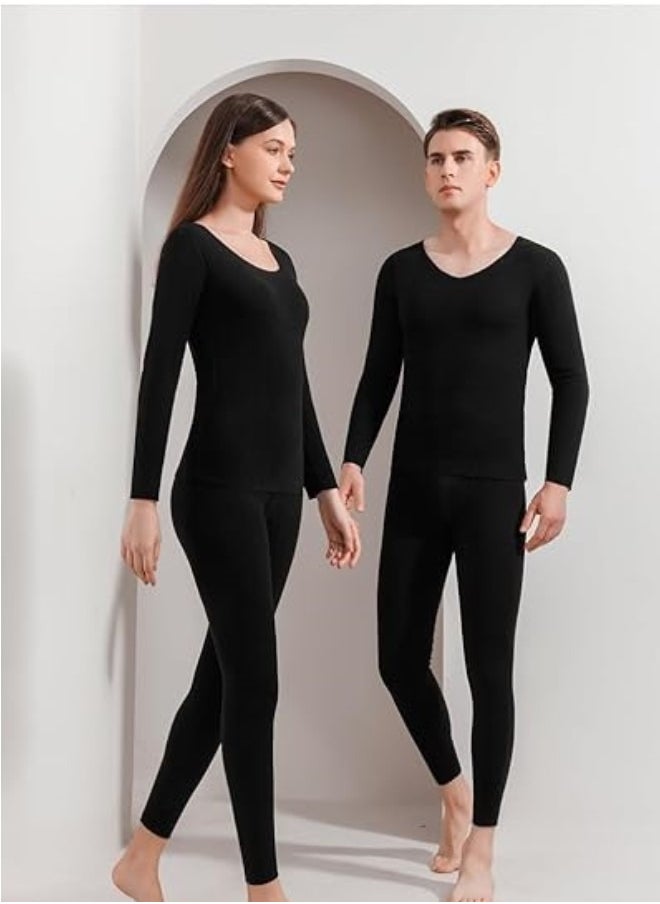 RATSAW - Men's Thermal Underwear Sets Top and Long Johns Fleece Sweat Quick Drying Thermo Base Layer Base Layer Men Cold Weather Top Bottom for Men Black - Image 1