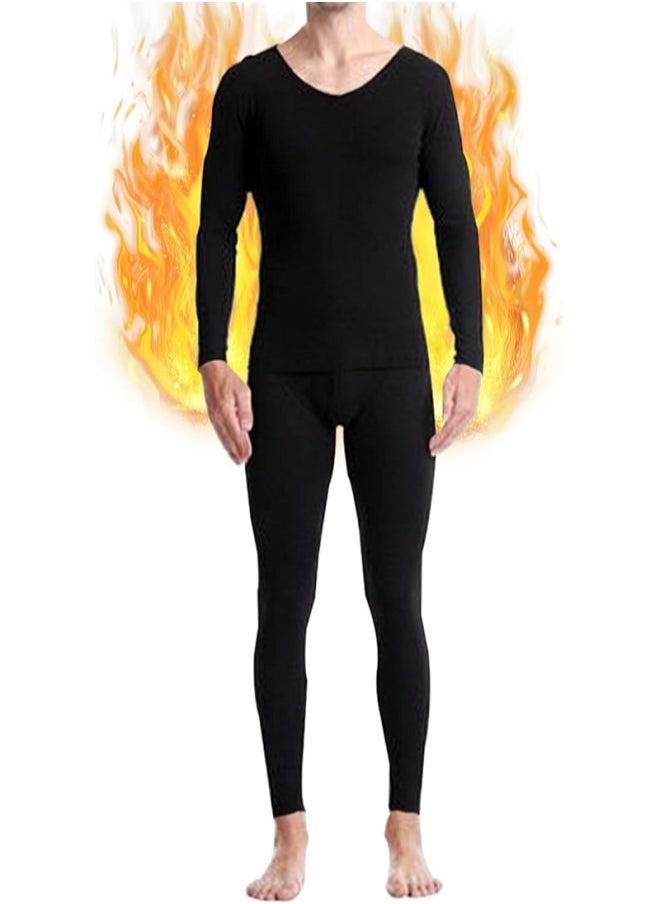 RATSAW - Men's Thermal Underwear Sets Top and Long Johns Fleece Sweat Quick Drying Thermo Base Layer Base Layer Men Cold Weather Top Bottom for Men Black - Image 1
