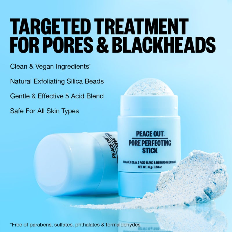 PEACE OUT Pore Perfecting Stick Acne Solution & Blackhead Remover, Glycolic Acid & Salicylic Acid Cleanser, Works Like a Face Wash, Skincare Facial Cleanser & Exfoliating Facial Scrub, 15g /0.53oz - Image 5