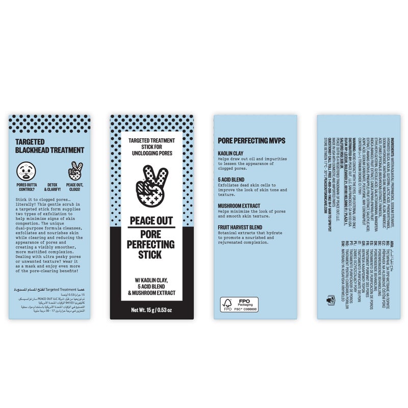 PEACE OUT Pore Perfecting Stick Acne Solution & Blackhead Remover, Glycolic Acid & Salicylic Acid Cleanser, Works Like a Face Wash, Skincare Facial Cleanser & Exfoliating Facial Scrub, 15g /0.53oz - Image 2