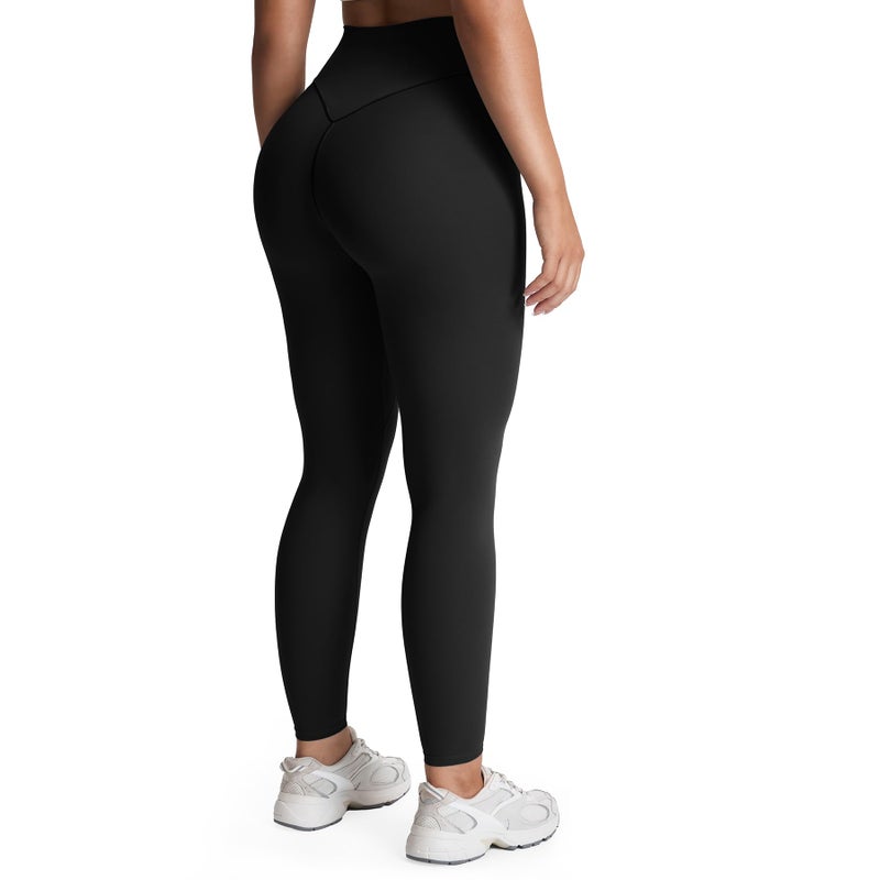 Aoxjox High Waisted Workout Leggings for Women Tummy Control Buttery Soft Yoga Metamorph Deep V Pants 26" (Black, XX-Small) - Image 1