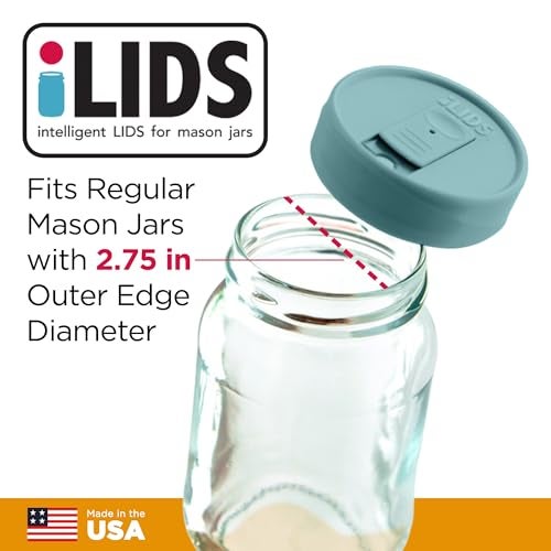 iLids Mason Jar Drink Lid, Regular Mouth, Seafoam, 2-Pack - Image 2