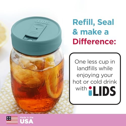 iLids Mason Jar Drink Lid, Regular Mouth, Seafoam, 2-Pack - Image 4