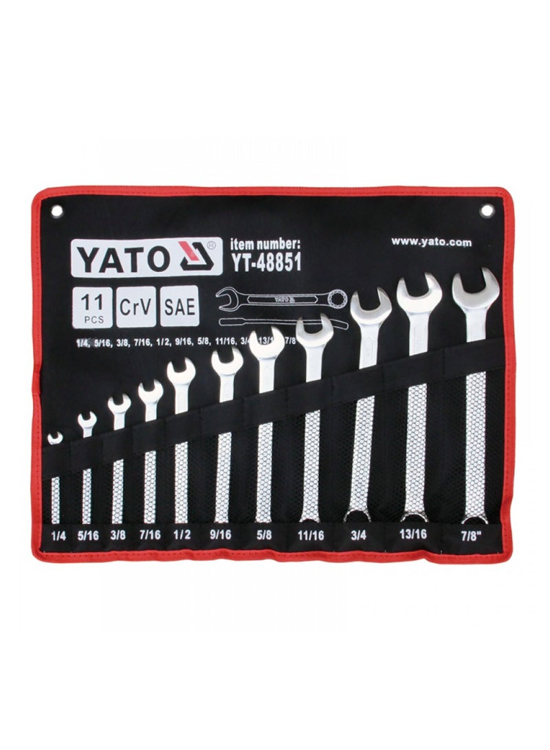 YATO Combination Spanner 11pcs/set S.A.E. 1/4"-7/8" YT-48851
