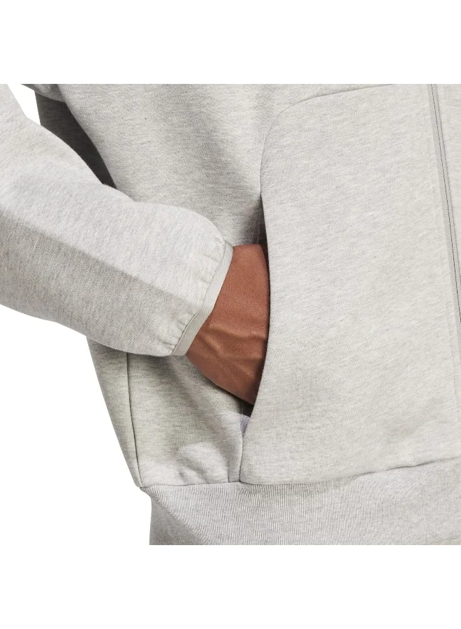 adidas جاكيت بغطاء رأس رمادي للرجال