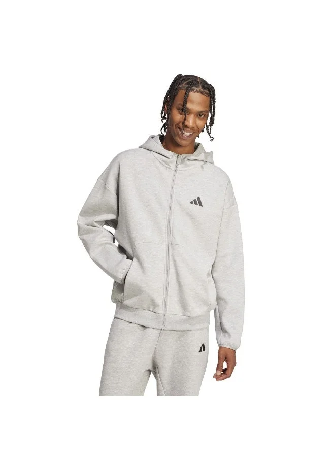 اديداس جاكيت بغطاء رأس رمادي للرجال