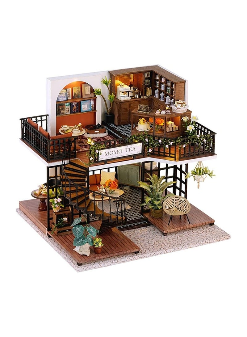 عام مجموعات أثاث مصغر، مجموعات بيوت دمية خشبية DIY بالإضافة إلى الغبار والموسيقى والرياضات، أفضل هدايا عيد ميلاد، أفكار غرف إبداعية - Image 1