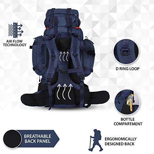 Impulse Captain Waterproof Rucksack Backpack with Rain Cover (Navy Blue, 95 L) - Image 3