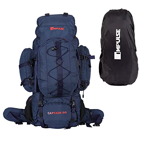 Impulse Captain Waterproof Rucksack Backpack with Rain Cover (Navy Blue, 95 L) - Image 1