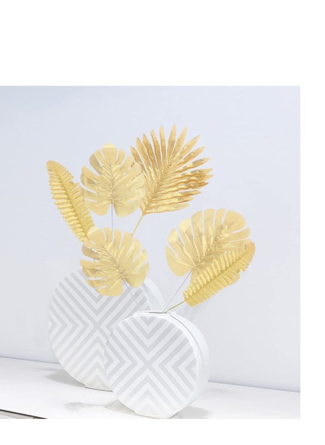 Generic Artificial Plants Palm Leaves, Plastic Gold Tropical Party Leaves, Decorations Wedding Decorations Simulated Golden Turtle Leaf  - Image 3
