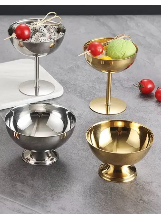 أوليس فيرس  مجموعة كؤوس ذهبية من الستانلس ستيل 304 للزبادي (قطعتان) - 200مل ذات قاعدة + 180مل، صحون تقديم صحية مقاومة للبكتيريا سهلة التنظيف - Image 4