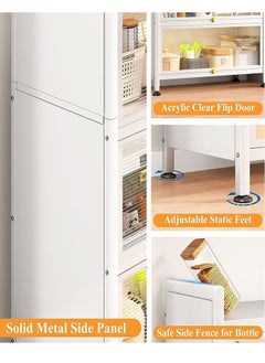 GoldenLike Kitchen Storage Cabinet,4Tier Dustproof Storage Shelves with Clear Door,Multifunction Metal Storage Rack Organizer for Living Room Dining Room Bedroom Kitchen-Microwave Oven Rack  - Image 5