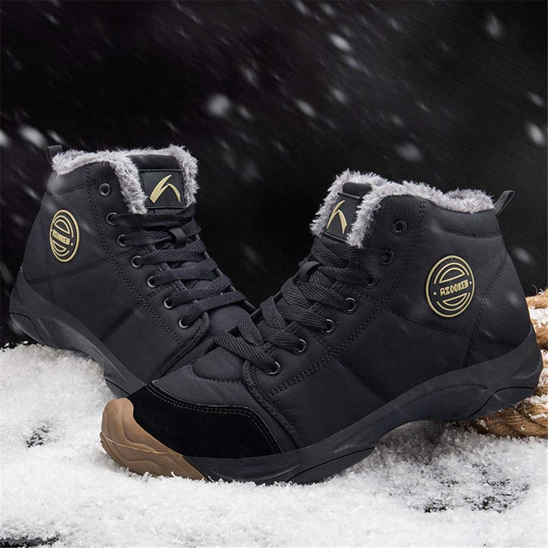 UPSOLO Mens Ankle Snow Booties Backpacking Hiking Boots Warm Soft Sole Comfortable Extra Wide Width Thicken Lightweight Walking Casual Sneakers(6118 Black 44) - Image 5