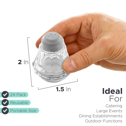 Crafts Central Plastic Mini Salt and Pepper Shakers For Party’s, Restaurants and Wedding’s - 24 Pcs (White) - Image 4