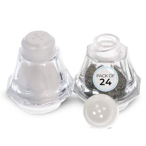 Crafts Central Plastic Mini Salt and Pepper Shakers For Party’s, Restaurants and Wedding’s - 24 Pcs (White) - Image 1