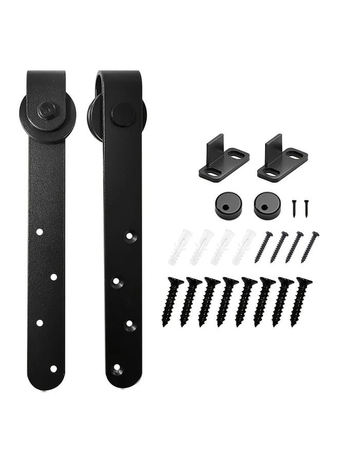 Black Easy Install Mini Barn Door Sliding Kit 1 Set Smooth Quiet Track System Noise Free - Image 2