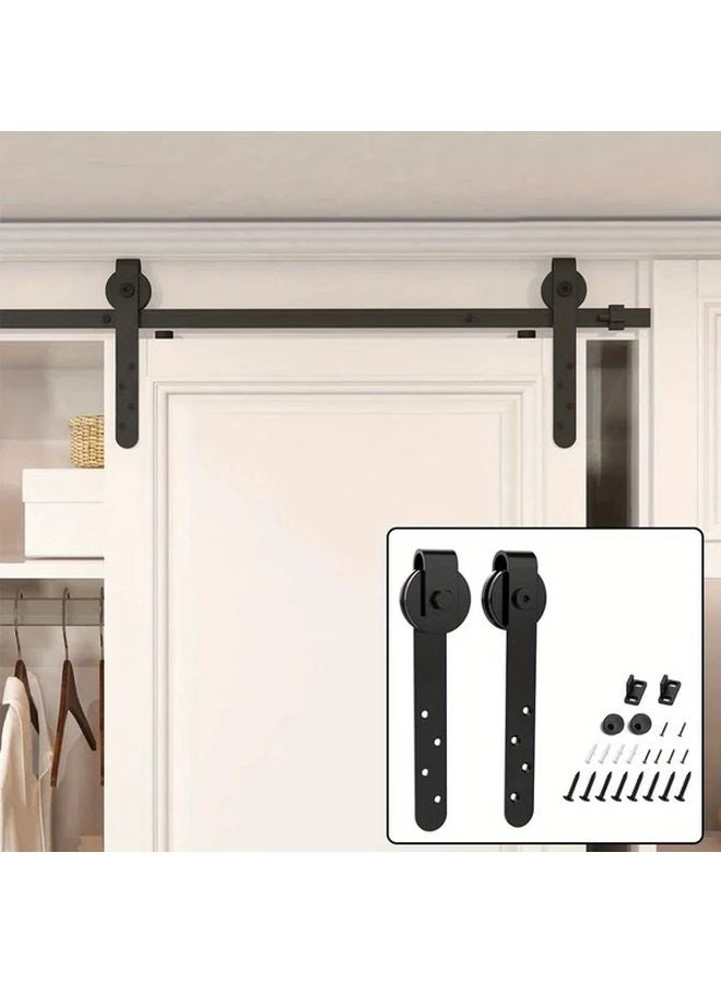 Black Easy Install Mini Barn Door Sliding Kit 1 Set Smooth Quiet Track System Noise Free - Image 3