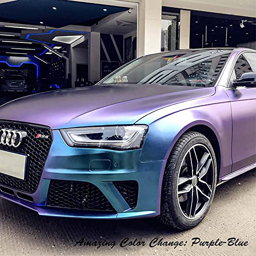 VINYL FROG Chameleon Vinyl Wrap Matte Metallic Vehicle Film Purple to Blue Stretchable Air Release DIY Decals 12"x60" - Image 4