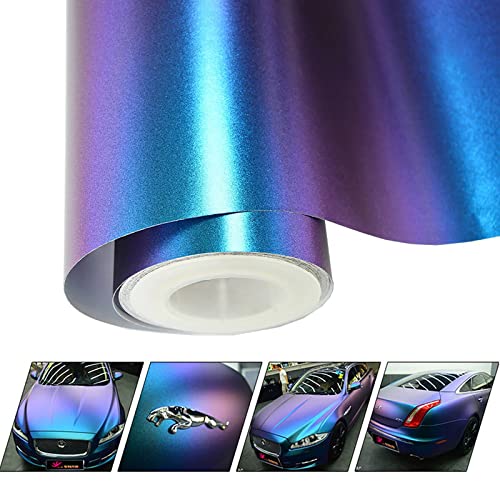 VINYL FROG Chameleon Vinyl Wrap Matte Metallic Vehicle Film Purple to Blue Stretchable Air Release DIY Decals 12"x60" - Image 1
