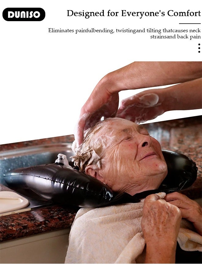 DUNISO Inflatable Shampoo Basin ,Portable Shampoo Bowl Bedside And In Bed,Headset Hair Washing Sink, Lightweight Shampoo Basin At Home For Elderly, Disabled, Pregnant, Injured, Bedridden, Handicap - Image 2