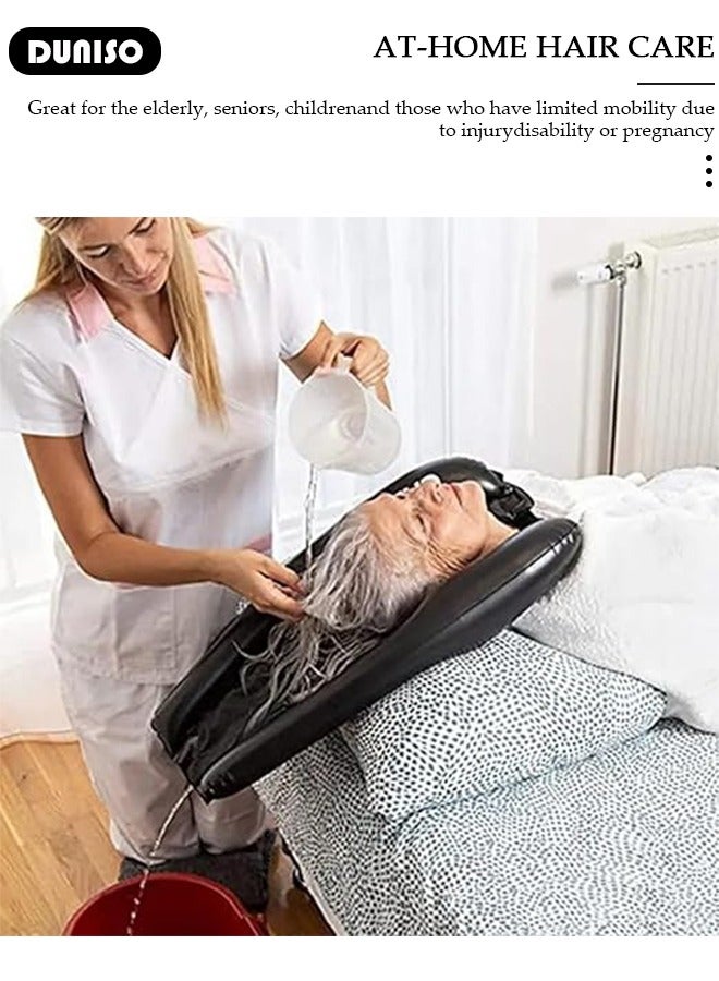 DUNISO Inflatable Shampoo Basin ,Portable Shampoo Bowl Bedside And In Bed,Headset Hair Washing Sink, Lightweight Shampoo Basin At Home For Elderly, Disabled, Pregnant, Injured, Bedridden, Handicap - Image 3