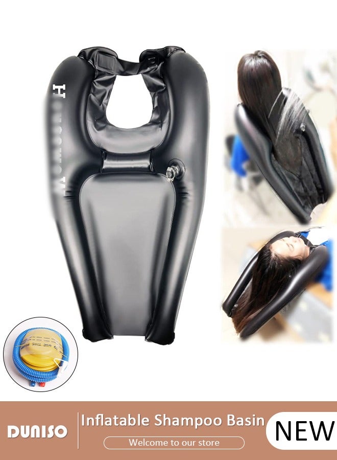 DUNISO Inflatable Shampoo Basin ,Portable Shampoo Bowl Bedside And In Bed,Headset Hair Washing Sink, Lightweight Shampoo Basin At Home For Elderly, Disabled, Pregnant, Injured, Bedridden, Handicap - Image 1