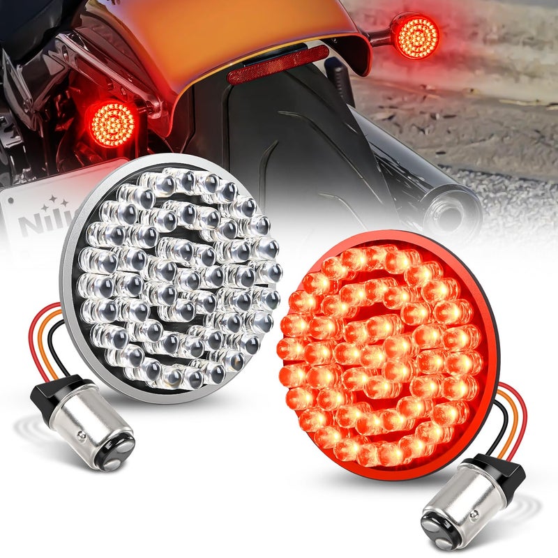 Nilight LED Turn Signal Rear Brake Running Lights 1157 Double Contacts Plug and Play for Harley Davidson Dyna Sportster Touring Street Glide Road King Iron 883