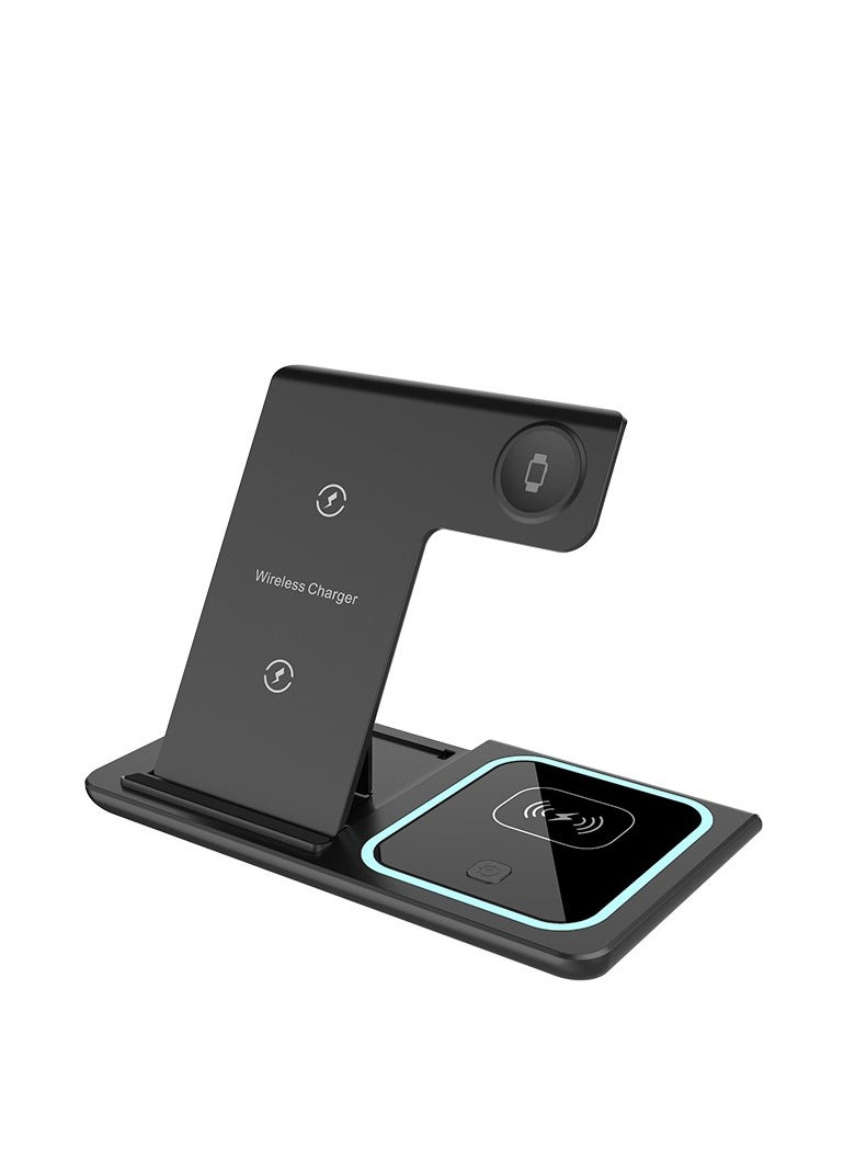 YOXINTA - Wireless Charger, 3 in 1 Wireless Charging Station, Fast Wireless Charger Stand for iPhone 15 14 13 12 11 Pro Max XR XS 8 Plus, for Apple Watch 8 7 6 5 4 3 2 SE(Black) - Image 1