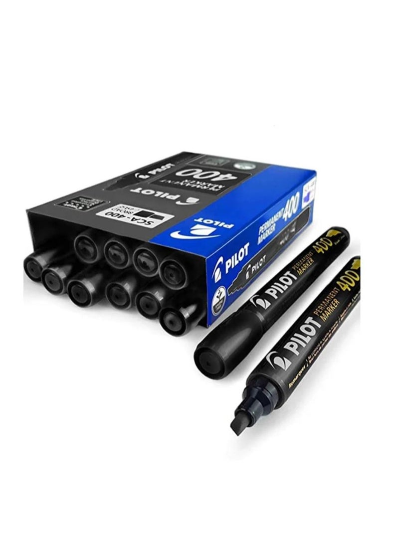PILOT 12-Piece Permanent Marker Chisel Tip Black Ink 