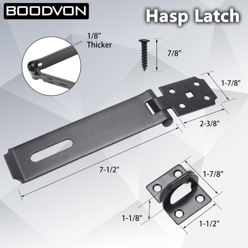 Boodvon قفل الباب بمشبك مزلاج الحديد السلامة Packlock المشبك قفل بمشبك قفل مزلاج سميكة للغاية قفل البوابة بمشبك مع مسامير مصقولة 2 حزمة (7-1/2 بوصة) - Image 4