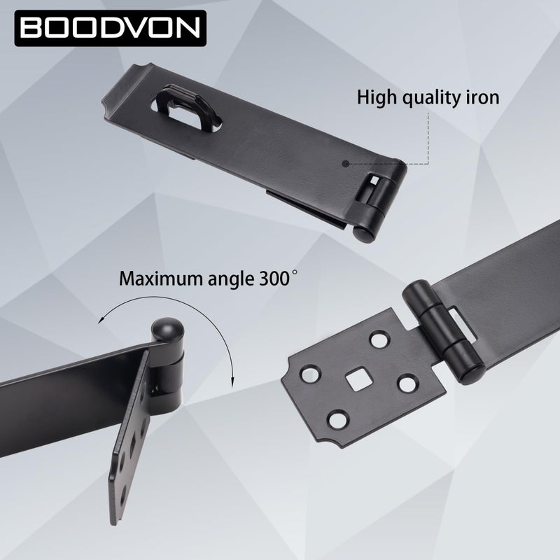 Boodvon قفل الباب بمشبك مزلاج الحديد السلامة Packlock المشبك قفل بمشبك قفل مزلاج سميكة للغاية قفل البوابة بمشبك مع مسامير مصقولة 2 حزمة (7-1/2 بوصة) - Image 3