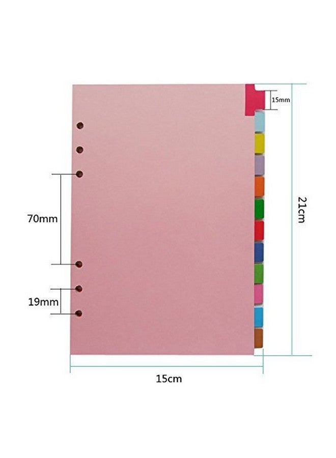 Chris.W A5 Size 6-Ring Paper Index Divider Category Page Tab Indexing Cards, Great Personal Planner/Notebook/Loose Leaf Binders/Reposrts Accessories, 1 Set Of 12 Tabs  - Image 3