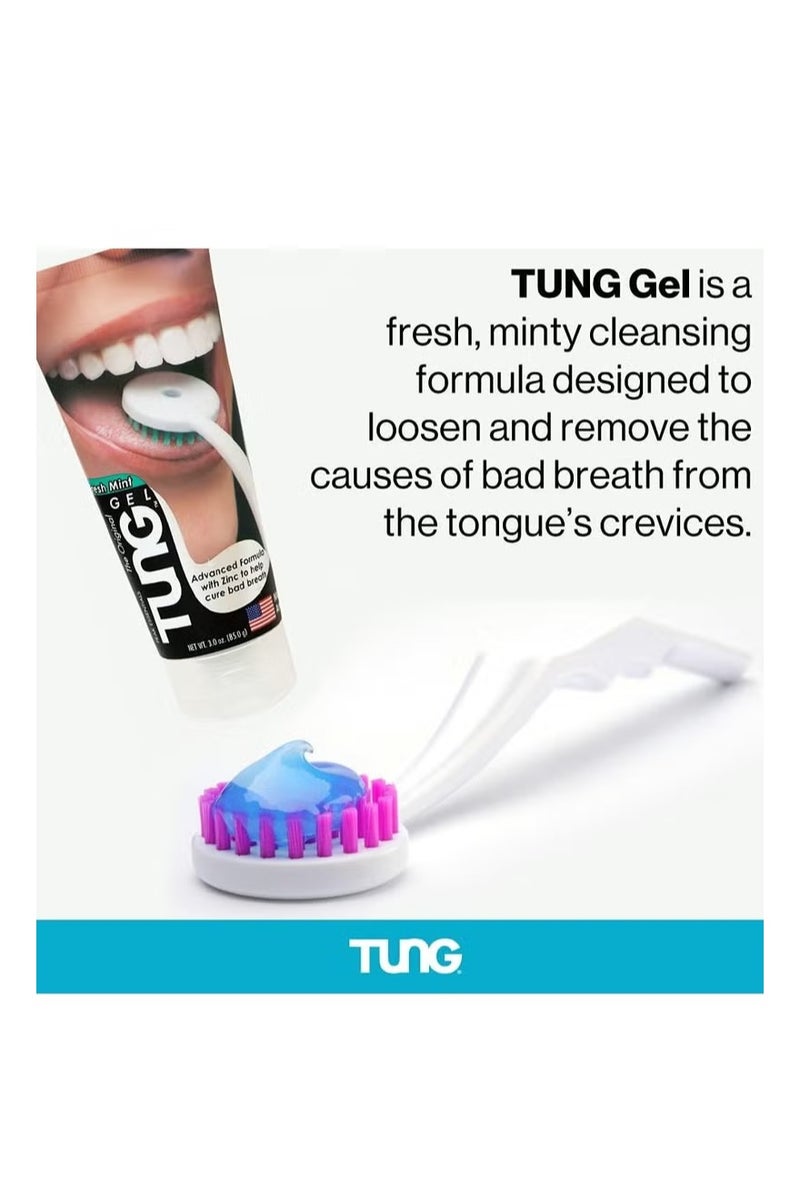 Tung Fresh Mint Tongue Cleaning Gel Paste Advanced Formula With Zinc To Remove Bad Breath Odor Eliminator Use With Tongue Brushes & Scrapers Size 85Grams - Image 3