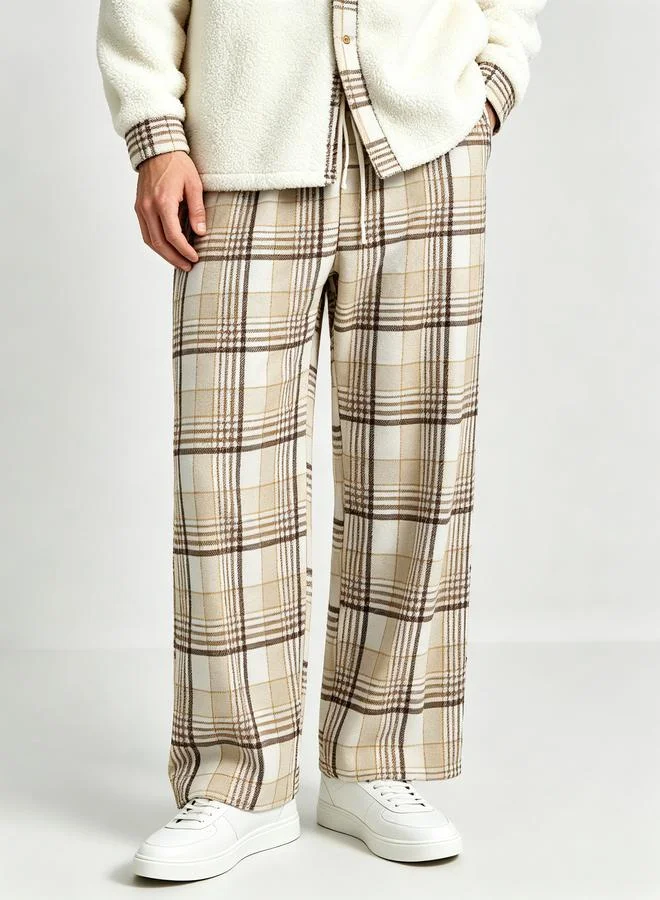 Take Two Men Multi-Check Pattern Drawstring Trousers
