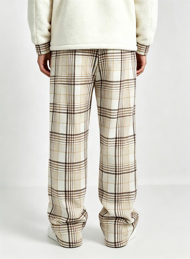 Take Two Men Multi-Check Pattern Drawstring Trousers - Image 4