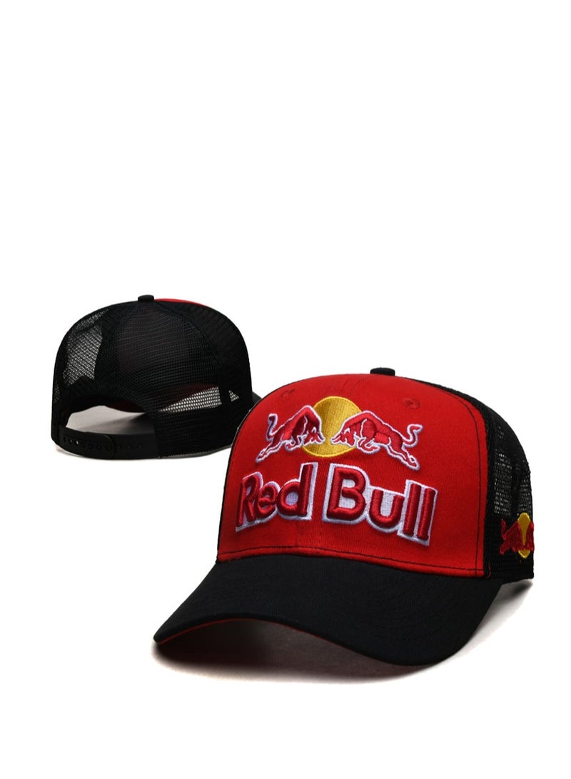 Red Bull قبعة بيسبول شبكية حمراء - سوداء مطرزة من ريد بول