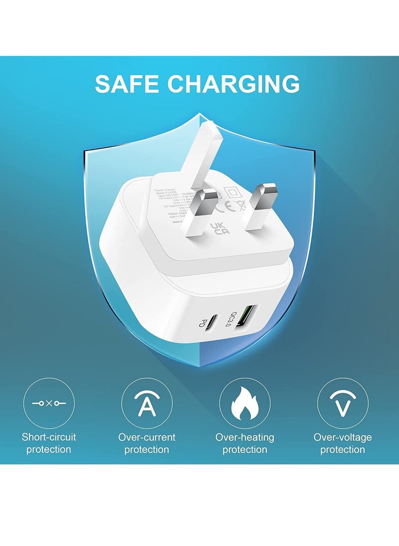 ELTRAZONE - FOR SAMSUNG GALAXY Z FLIP4 20W PD SUPER FAST CHARGER USB-C DUAL PORT UK PLUG - Image 1